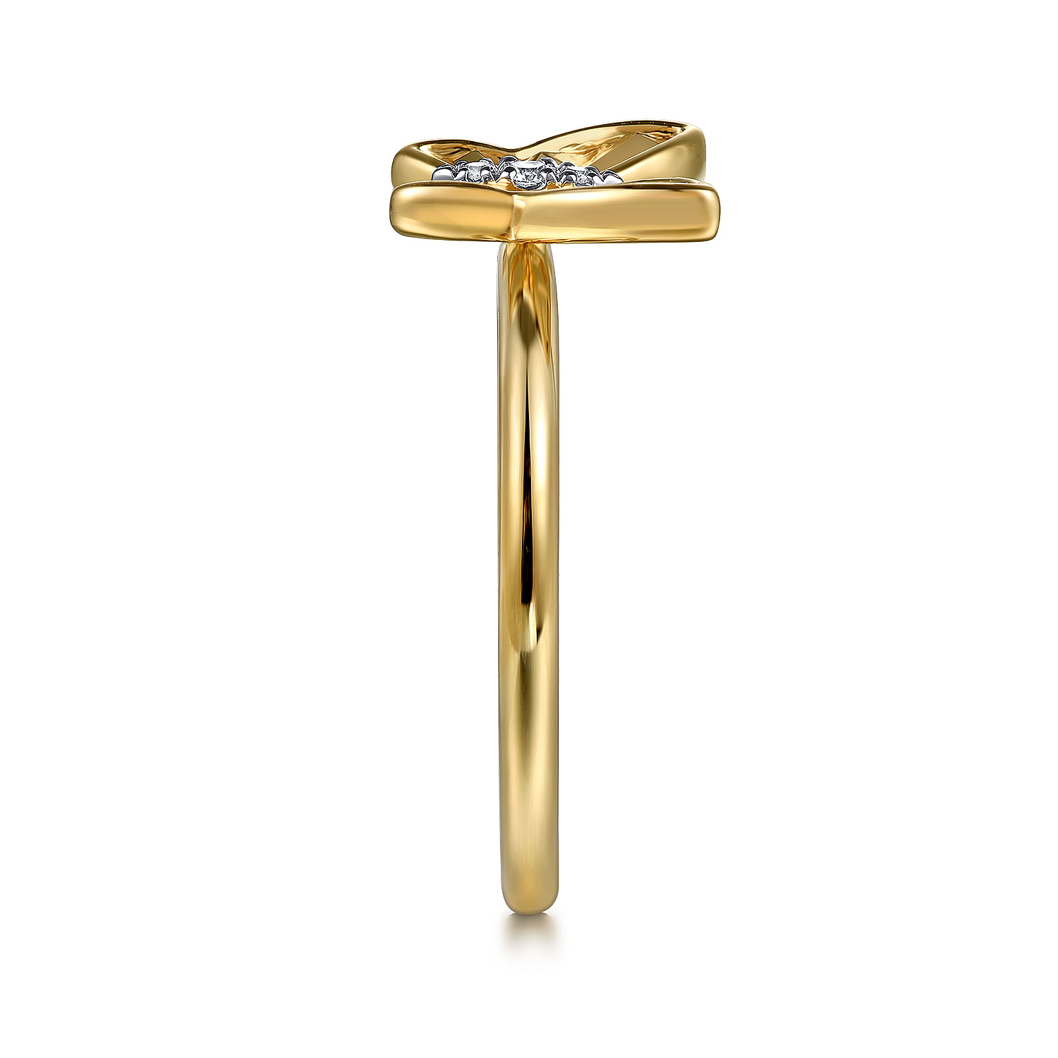 Butterfly - 14K Yellow Gold Diamond Diamond Cut Butterfly Ring - 0.03 ct - Shot 4