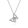 Butterfly - 18 inch 14K White Gold Diamond Butterfly Pendant Necklace - 0.22 ct