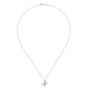 Butterfly - 18 inch 14K White Gold Diamond Butterfly Pendant Necklace