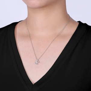 Butterfly - 18 inch 14K White Gold Diamond Butterfly Pendant Necklace