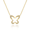 Butterfly - 18 inch 14K Yellow Gold Open Diamond Butterfly Pendant Necklace - 0.07 ct