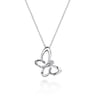 Butterfly - 18 inch 925 Sterling Silver White Sapphire Sideways Butterfly Pendant Necklace