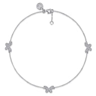 Butterfly - 925 Sterling Silver and White Sapphire Butterfly Anklet