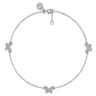 Butterfly - 925 Sterling Silver and White Sapphire Butterfly Anklet
