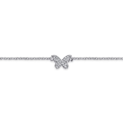 Butterfly - 925 Sterling Silver and White Sapphire Butterfly Anklet