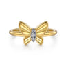 Butterfly - Butterfly Ring 14K Yellow Gold Diamond 0.03ct - 0.03 ct