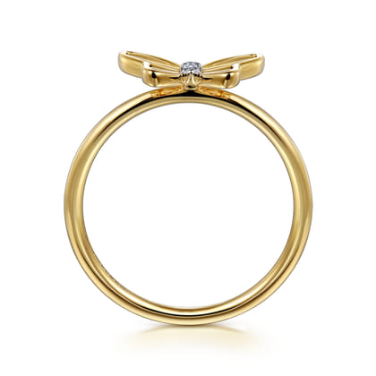 Butterfly - Butterfly Ring 14K Yellow Gold Diamond 0.03ct