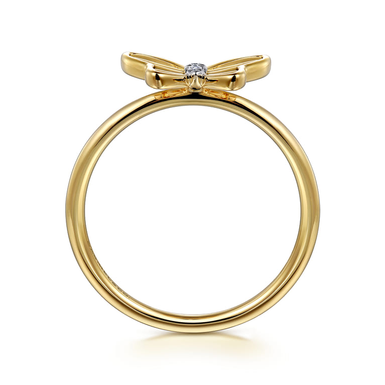 Butterfly - Butterfly Ring 14K Yellow Gold Diamond 0.03ct - 0.03 ct - Shot 2