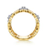 Byzantine Flower - 18K White  Yellow Gold Diamond Floral Wide Band Ring - 0.37 ct