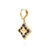 Byzantine Flower - 18K White  Yellow Gold Diamond and Lapis Floral Drop Earrings - 0.52 ct