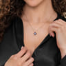Byzantine Flower - 18K White  Yellow Gold Diamond and Lapis Floral Pendant Necklace - 0.09 ct