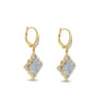 Byzantine Flower - 18K White-Yellow Gold Floral Diamond Drop Earrings - 1.3 ct