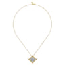 Byzantine Flower - 18K White  Yellow Gold Graduating Diamond Floral Pendant Necklace - 0.75 ct