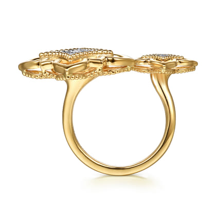 Byzantine Flower - 18K Yellow Gold Bujukan and Diamond Floral Open Ring