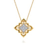 Byzantine Flower - 18K Yellow Gold Bujukan and Diamond Floral Pendant Necklace - 0.55 ct