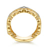 Byzantine Flower - 18K Yellow Gold Bujukan and Diamond Floral Wide Band Ring - 0.5 ct