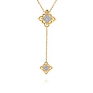 Byzantine Flower - 18K Yellow Gold Bujukan and Diamond Floral Y Necklace