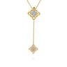 Byzantine Flower - 18K Yellow Gold Bujukan and Diamond Floral Y Necklace - 0.4 ct