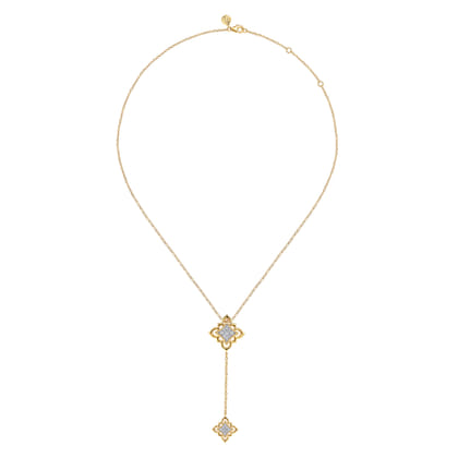 Byzantine Flower - 18K Yellow Gold Bujukan and Diamond Floral Y Necklace