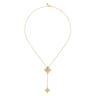 Byzantine Flower - 18K Yellow Gold Bujukan and Diamond Floral Y Necklace - 0.4 ct
