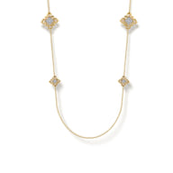 Byzantine Flower - 32 Inch 18K Yellow Gold Bujukan and Diamond Floral Station Necklace