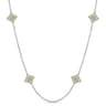 Byzantine Flower - 32 inch 18K Yellow and White Gold Filligree and Diamond Station Necklace - 3.39 ct