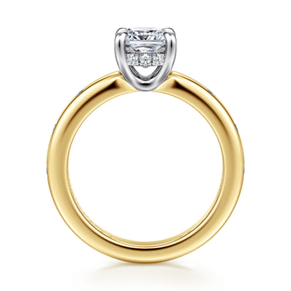 Cabata - 14K White-Yellow Gold Cushion Cut Diamond Engagement Ring