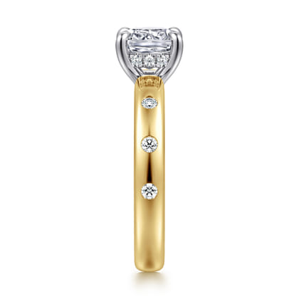 Cabata - 14K White-Yellow Gold Cushion Cut Diamond Engagement Ring