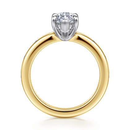 Cabata - 14K White-Yellow Gold Marquise Shape Diamond Engagement Ring