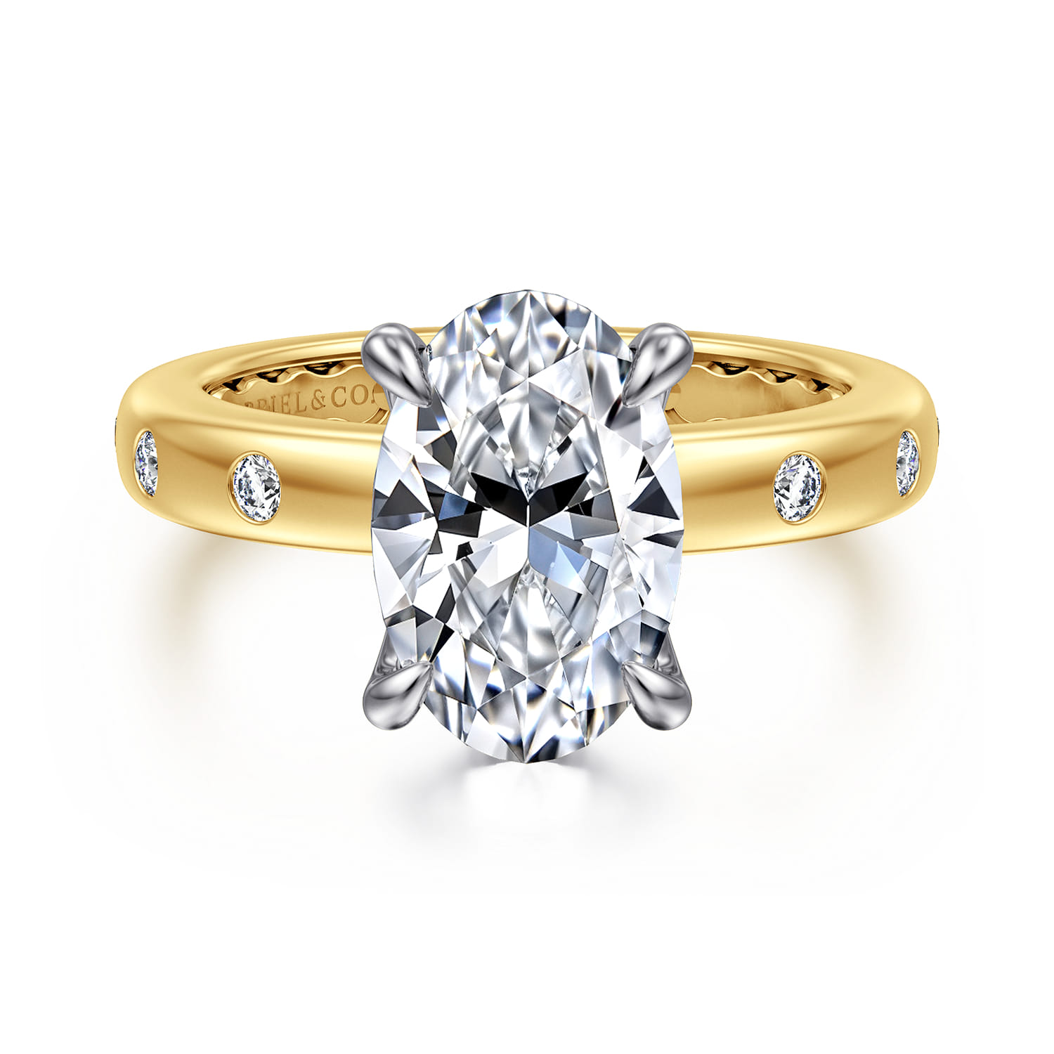 Cabata - 14K White-Yellow Gold Oval Diamond Engagement Ring