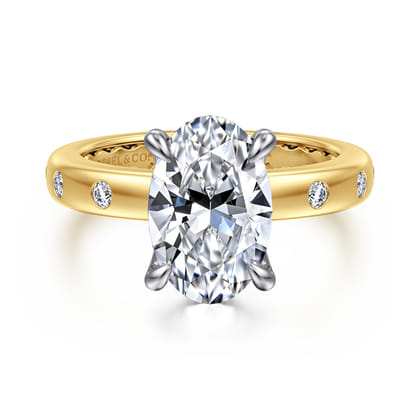 Cabata - 14K White-Yellow Gold Oval Diamond Engagement Ring