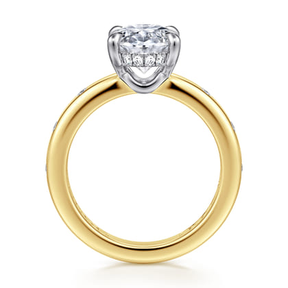 Cabata - 14K White-Yellow Gold Oval Diamond Engagement Ring