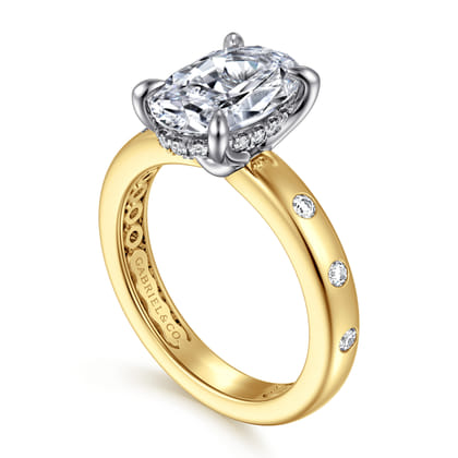 Cabata - 14K White-Yellow Gold Oval Diamond Engagement Ring