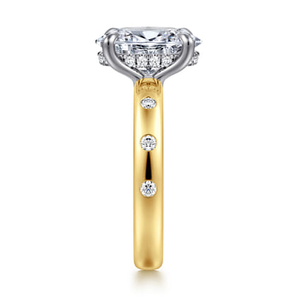 Cabata - 14K White-Yellow Gold Oval Diamond Engagement Ring