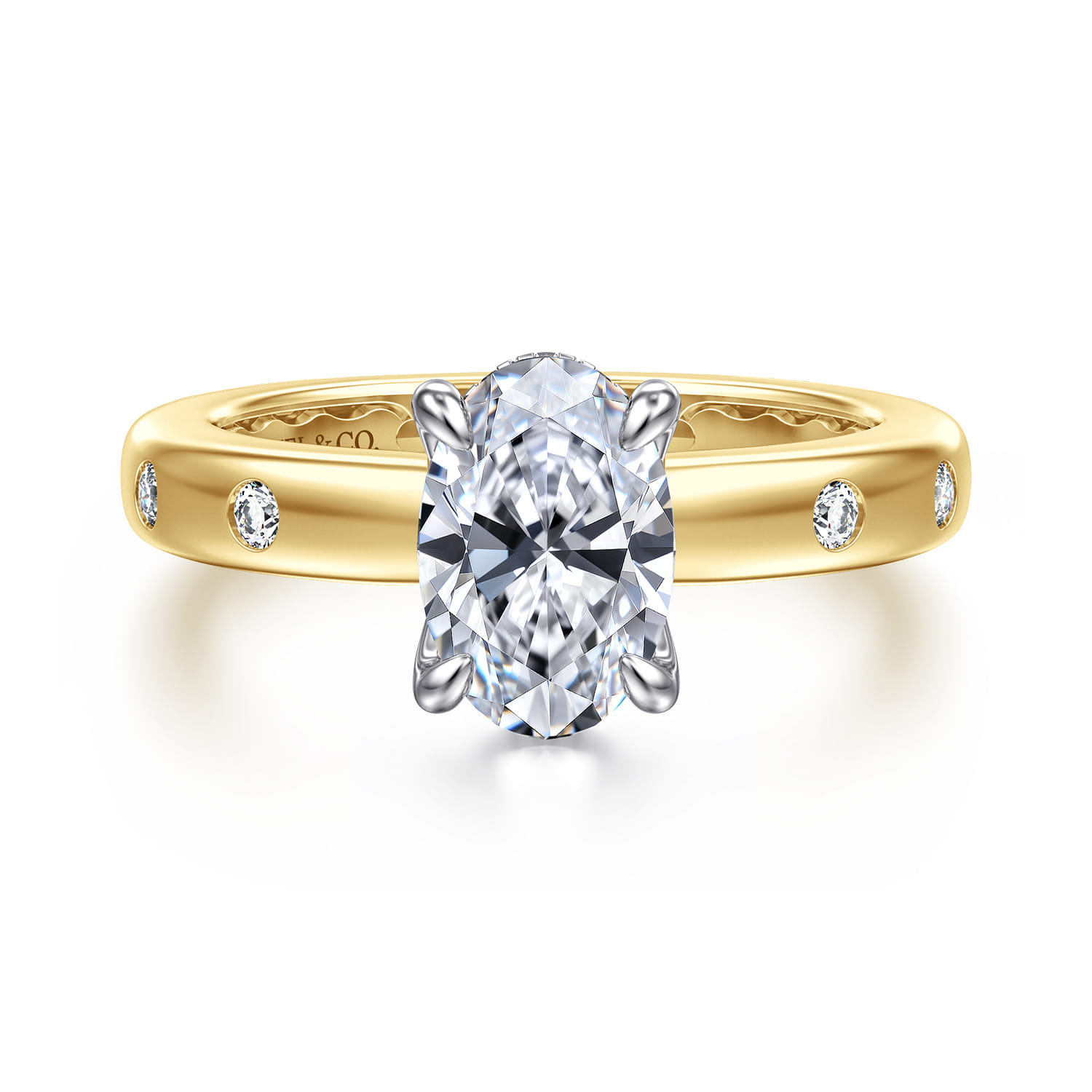 Cabata - 14K White-Yellow Gold Oval Diamond Engagement Ring