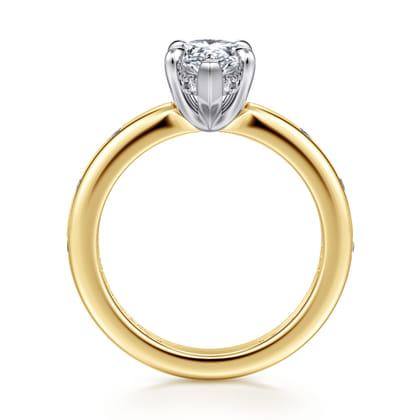 Cabata - 14K White-Yellow Gold Pear Shape Diamond Engagement Ring