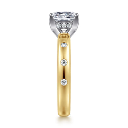 Cabata - 14K White-Yellow Gold Princess Cut Diamond Engagement Ring