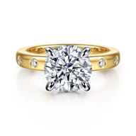 Cabata - 14K White-Yellow Gold Round Diamond Engagement Ring