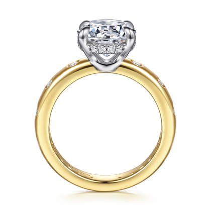 Cabata - 14K White-Yellow Gold Round Diamond Engagement Ring