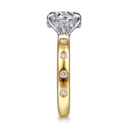 Cabata - 14K White-Yellow Gold Round Diamond Engagement Ring