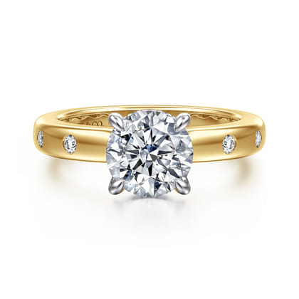 Cabata - 14K White-Yellow Gold Round Diamond Engagement Ring