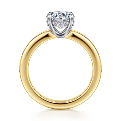 Cabata - 14K White-Yellow Gold Round Diamond Engagement Ring