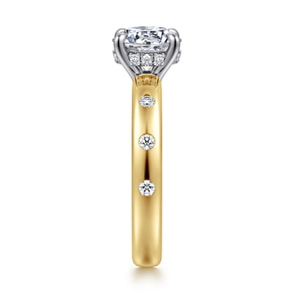 Cabata - 14K White-Yellow Gold Round Diamond Engagement Ring