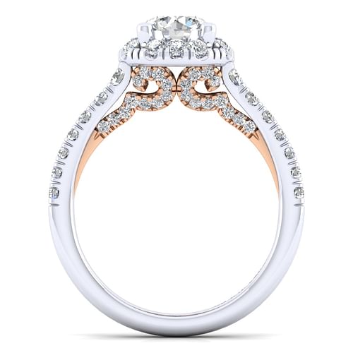 Cadence - 14K White-Rose Gold Round Halo Diamond Engagement Ring - 0.67 ct - Shot 2
