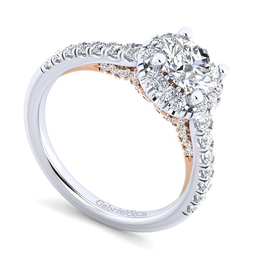 Cadence - 14K White-Rose Gold Round Halo Diamond Engagement Ring - 0.67 ct - Shot 3
