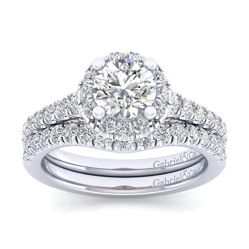 Cadence - 14K White-Rose Gold Round Halo Diamond Engagement Ring - 0.67 ct - Shot 4