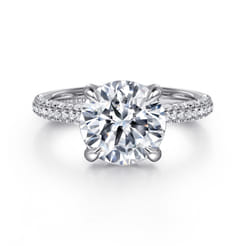 Cadie - 14K White Gold Round Pave Diamond Engagement Ring