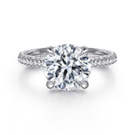 Cadie - 14K White Gold Round Pave Diamond Engagement Ring