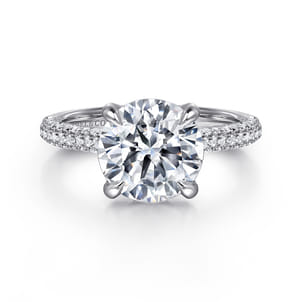Cadie - 14K White Gold Round Pave Diamond Engagement Ring