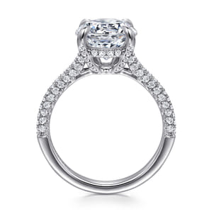 Cadie - 14K White Gold Round Pave Diamond Engagement Ring
